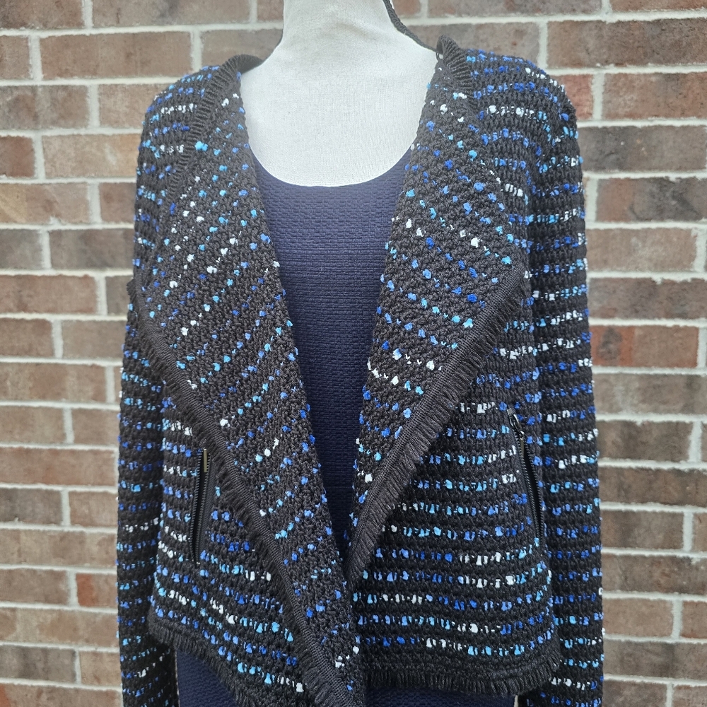 White House Black Market Textured Open Front Jacket Size Large Blazer - Picture 9 of 15